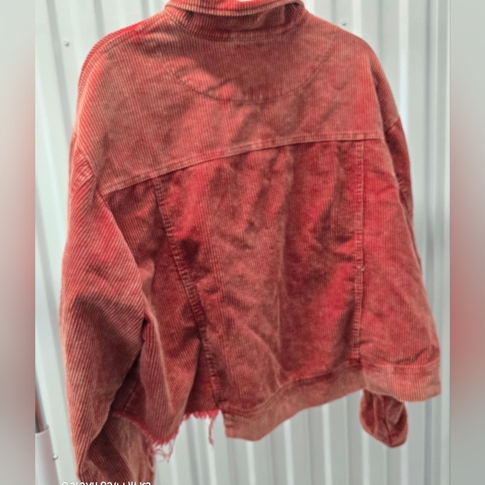 Women's Red Oversized Corduroy Jacket Size Large - Picture 5 of 8